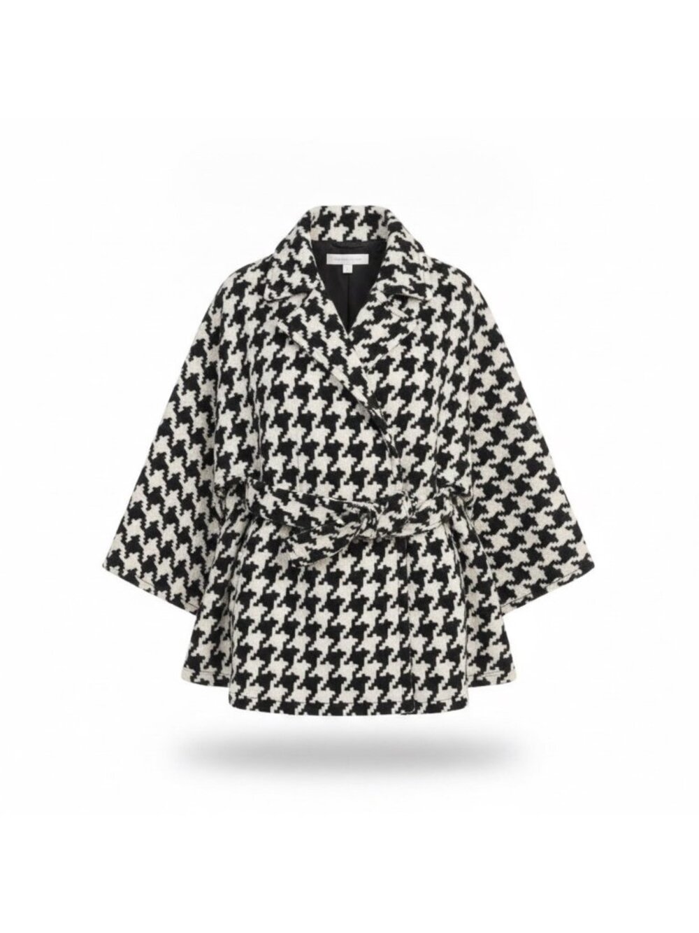 New York & Company Womens Black & White Houndstooth Belted Cape Jacket M